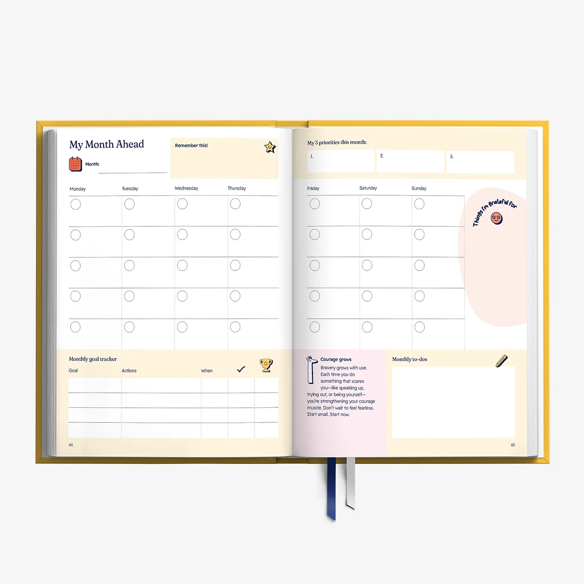 My Month Ahead monthly spread inside the Wisely planner