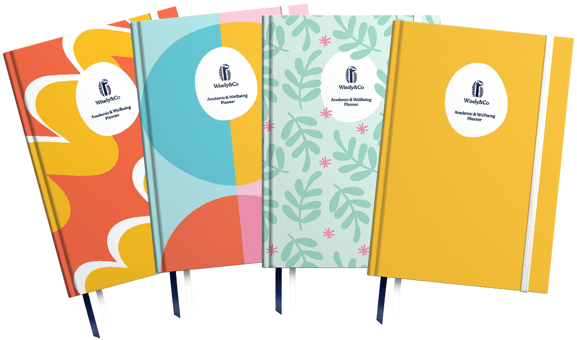 The four Wisely planner covers: Harmony, Acacia, Retro and Sunshine