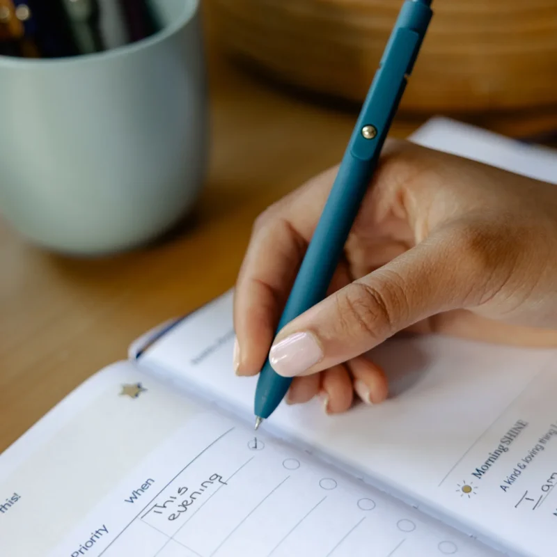 Hand writing in planner